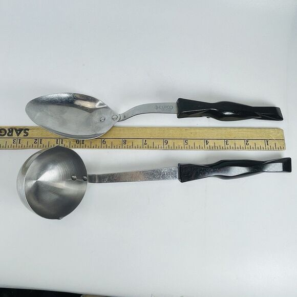 CUTCO Spoon And Ladle Stainless Steel Brown Swirl Handle Serving Utensil Set - Picture 12 of 14